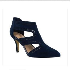 Bella Vita Navy Kidsuede Hope Cage Pointed Toe Pump Booties Size 7.5N(Narrow)